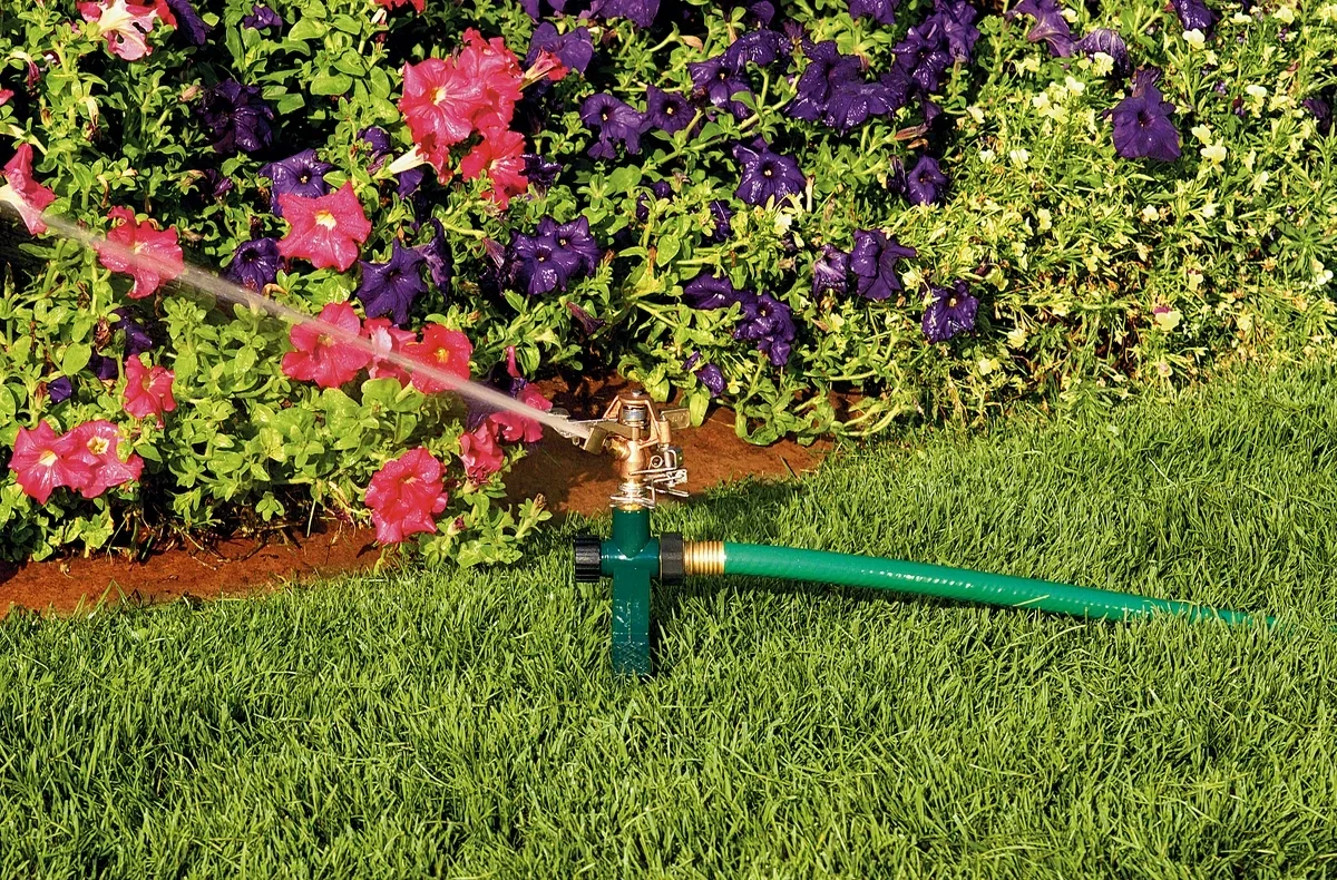 Orbit 58214N Brass Impact Sprinkler on Step Spike, manufacturer gallery view 3