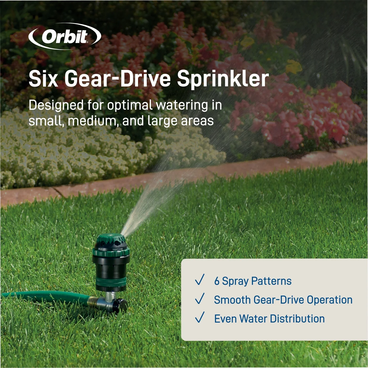 Orbit H2O-Six 58573 spike sprinkler, detail or garden-use view 2