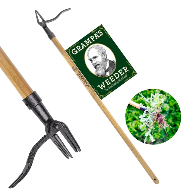 Grampa's Weeder Original stand-up weed puller, an example of manual weeding tools