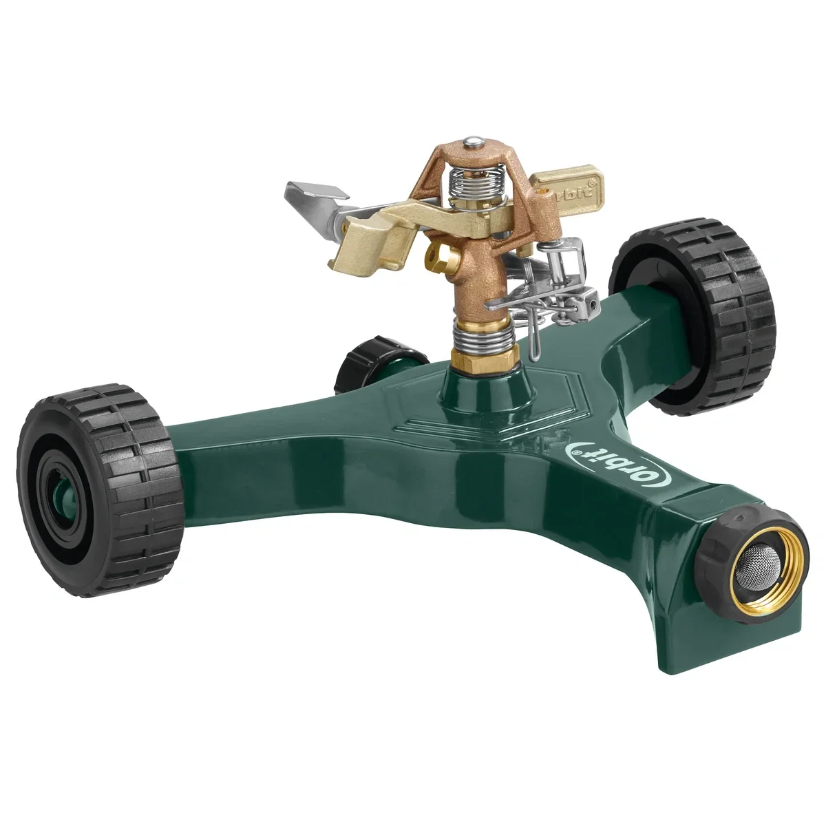 Orbit 56186N Brass Impact Sprinkler on Wheel Base, product view