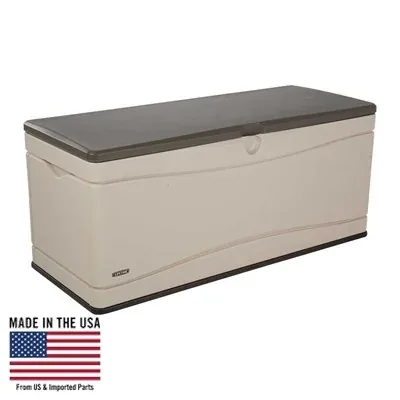 Lifetime 60012 130-gallon deck box, desert sand/brown, product view 1