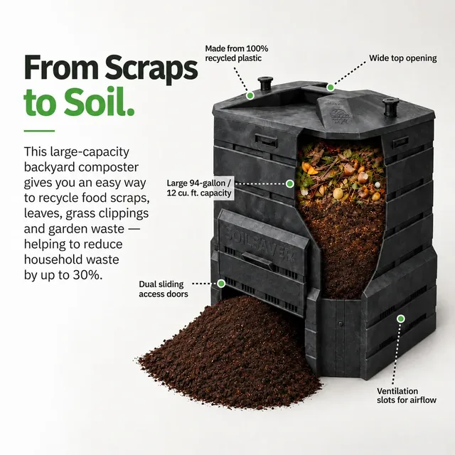 Algreen Soil Saver 94-gallon compost bin manufacturer product view 3