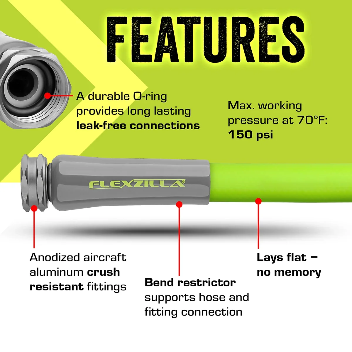 Flexzilla Garden Hose 5/8 in. x 50 ft., Lightweight All-Weather Water Hose, Durable and Flexible, Leak-Free Connections | manufacturer gallery view 3