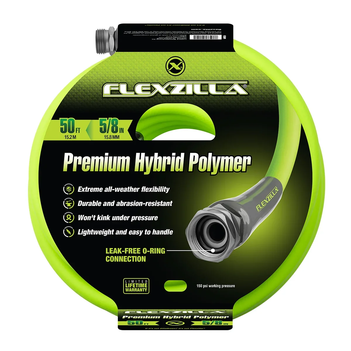 Flexzilla Garden Hose 5/8 in. x 50 ft., Lightweight All-Weather Water Hose, Durable and Flexible, Leak-Free Connections | manufacturer gallery view 2