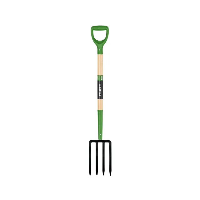 Truper 30293 BJ-4E four-tine spading fork with 30-inch wood D-grip handle