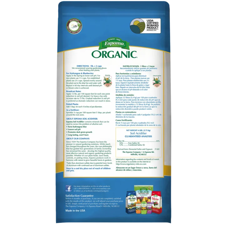 Espoma Soil Acidifier, 6 lb. manufacturer product view 2