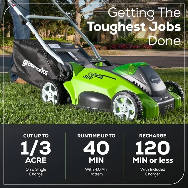 40V 16" Cordless Battery Push Lawn Mower w/ 4.0Ah Battery & Charger, LM1604