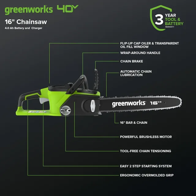 Greenworks 20312 chainsaw, manufacturer gallery view 4