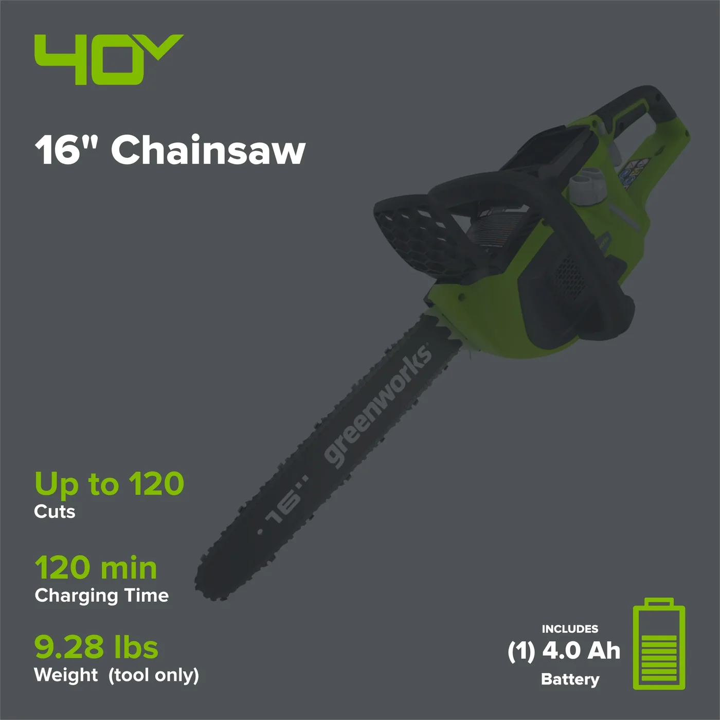 Greenworks 20312 chainsaw, manufacturer gallery view 2