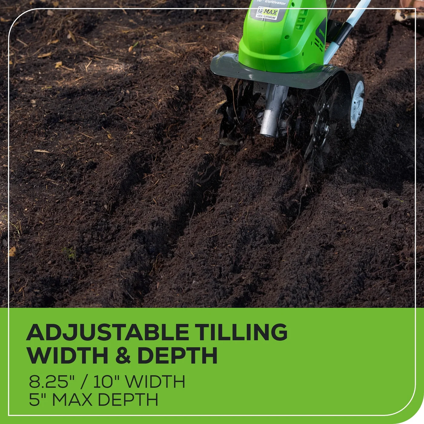 Greenworks 27062A cultivator, manufacturer gallery view 5
