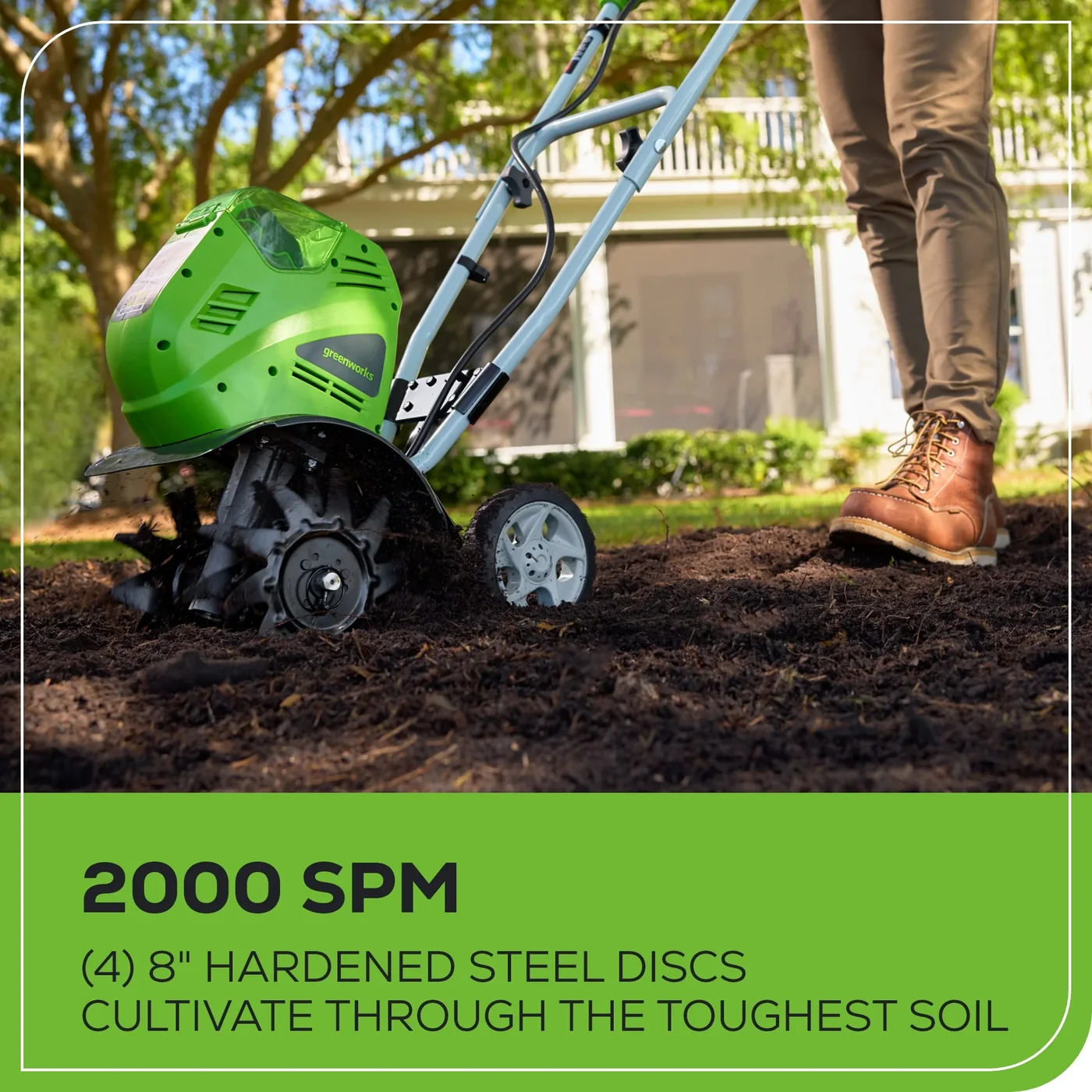 Greenworks 27062A cultivator, manufacturer gallery view 4