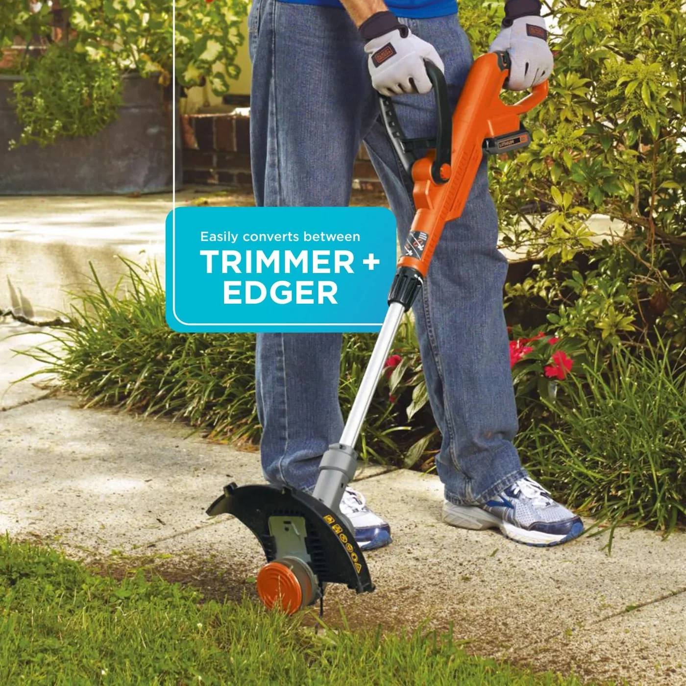 BLACK+DECKER 20V MAX String Trimmer and Edger 2 in 1, Cordless Weed Wacker with Auto Spool Feed, Battery and Charger Included, 12 Inch Steel Deck, Reduced Vibration (LST300) | manufacturer gallery view 7