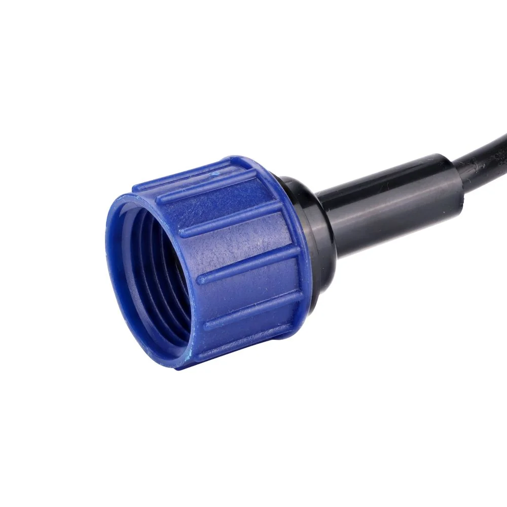 Closeup view of the 3/4 in. FHT adapter that comes with the 75 ft. 1/4 in. supply tubing (Raindrip R560DP)