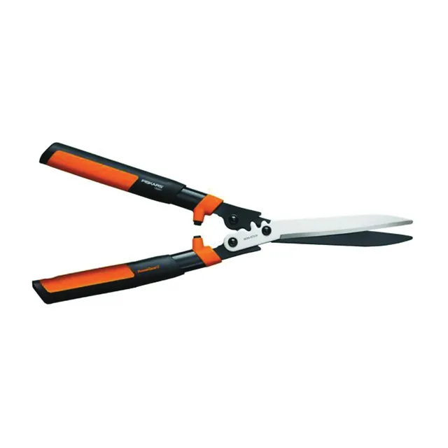 Fiskars PowerGear2 392861-1002 hedge shears with orange grips and 10-inch blades
