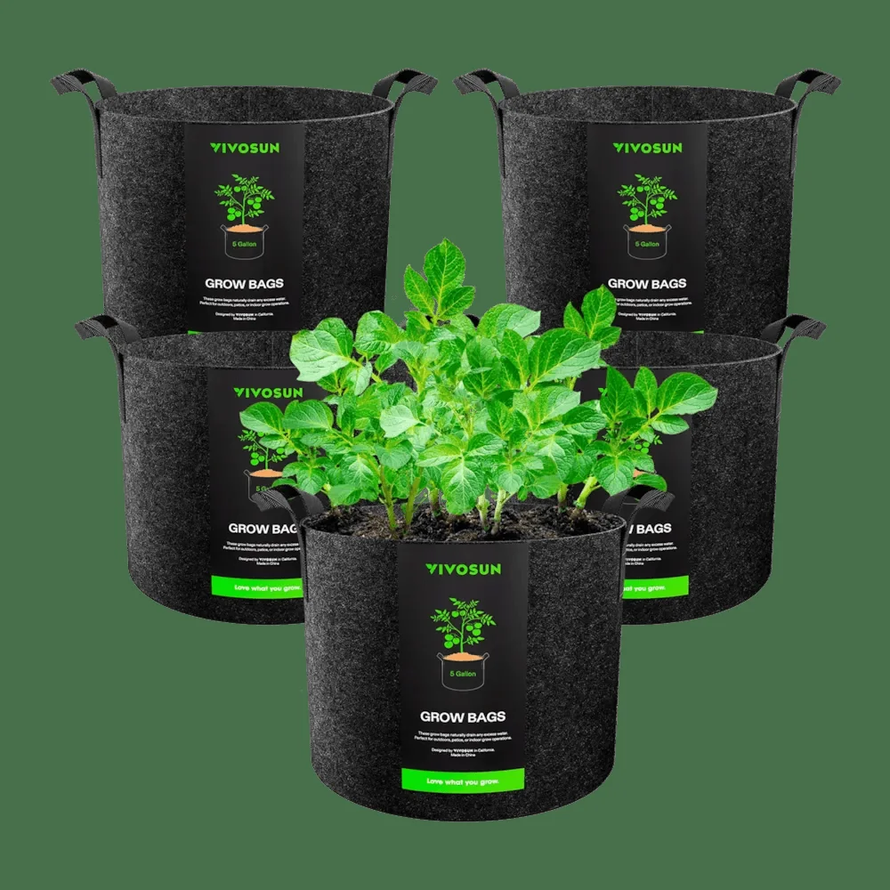 VIVOSUN 5-gallon fabric grow bags, five pack, product view 1