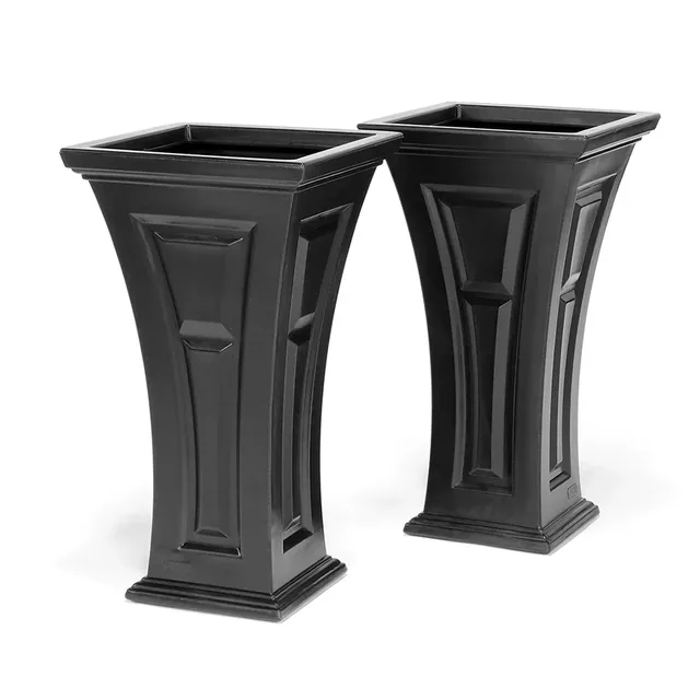 FCMP Heritage self-watering planters, black two-pack manufacturer product view 1