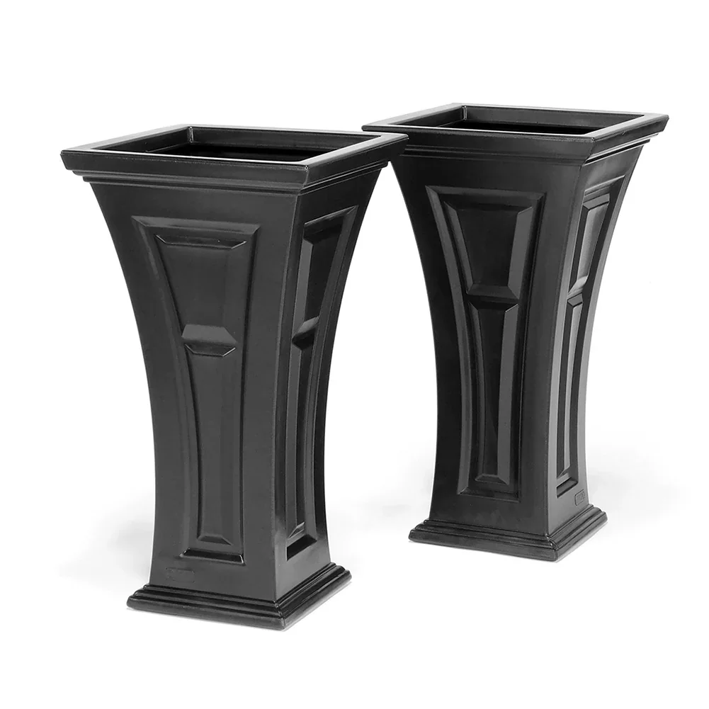 FCMP Heritage self-watering planters, black two-pack manufacturer product view 1