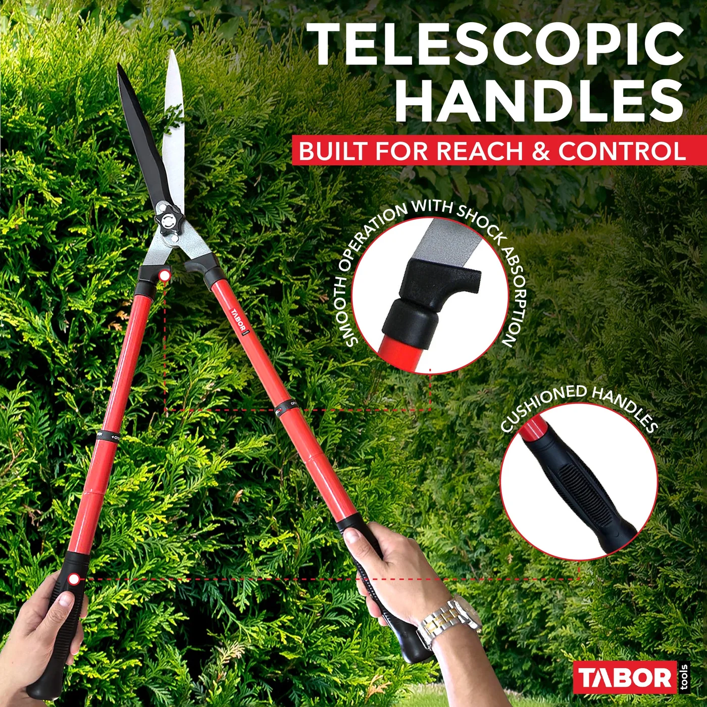TABOR TOOLS B212A telescopic hedge shears, product gallery view 2