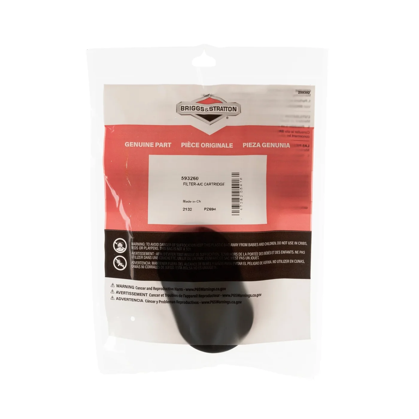 Briggs & Stratton 593260 Air Cleaner Cartridge Filter