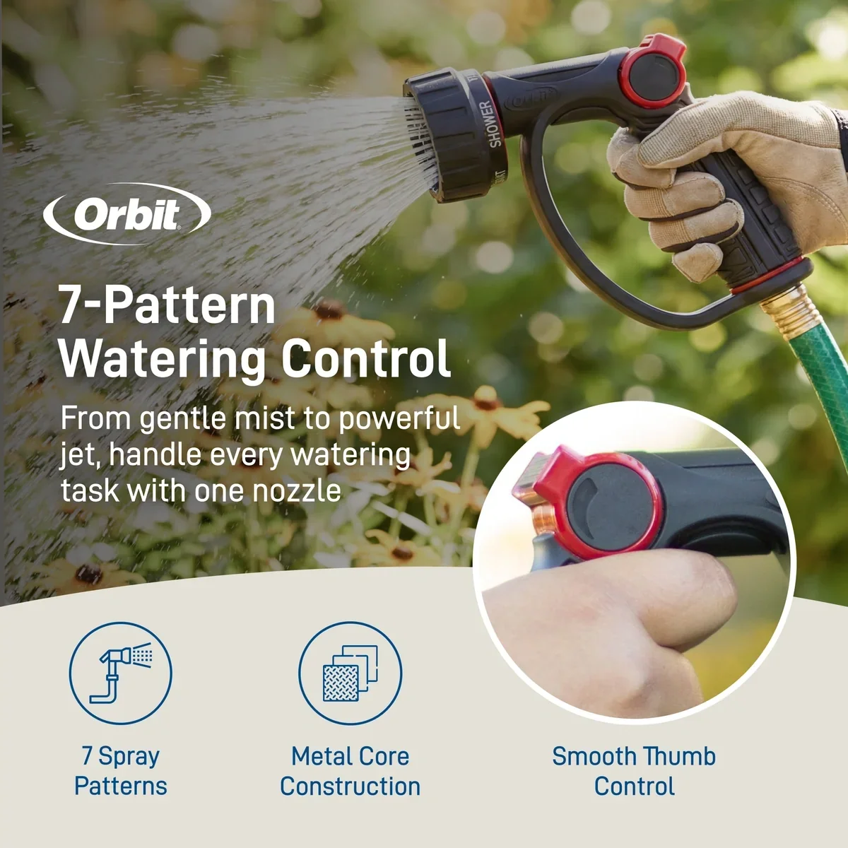 Orbit 58993 Pro Flo 7-Pattern Thumb-Control Nozzle, product view