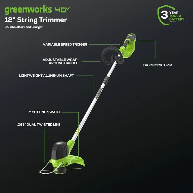 40V 12" Cordless String Trimmer and 390CFM Leaf Blower Combo Kit w/ 2.0Ah Battery & Charger