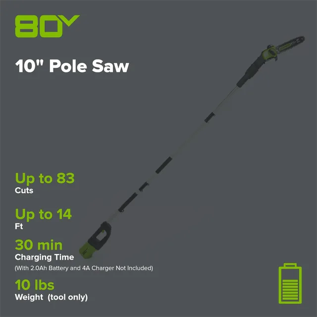 Greenworks PS80L00 pole saw, manufacturer gallery view 2