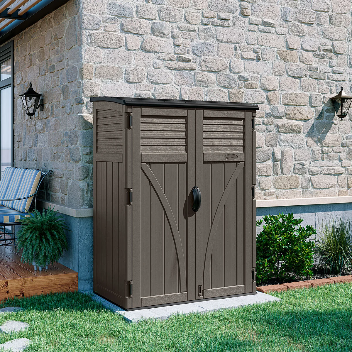 Suncast BMS5700SB 54-cubic-foot vertical shed, Stoney, product view 1