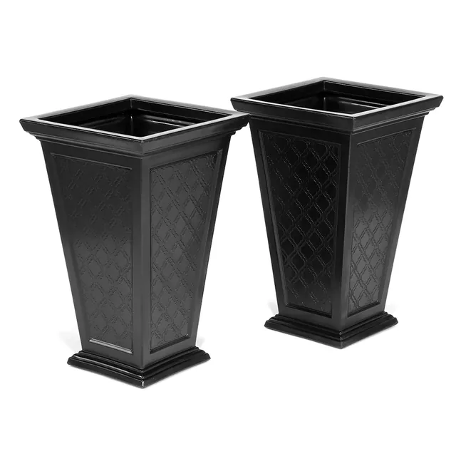 FCMP Casablanca self-watering planters, black two-pack manufacturer product view 1