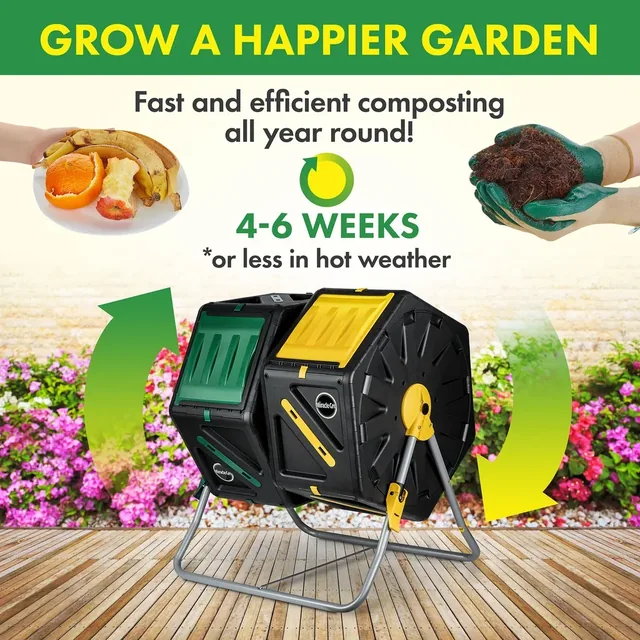 Miracle-Gro 37-gallon dual-chamber compost tumbler, product gallery photograph 6