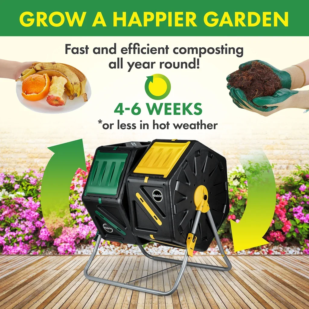 Miracle-Gro 37-gallon dual-chamber compost tumbler, product gallery photograph 6