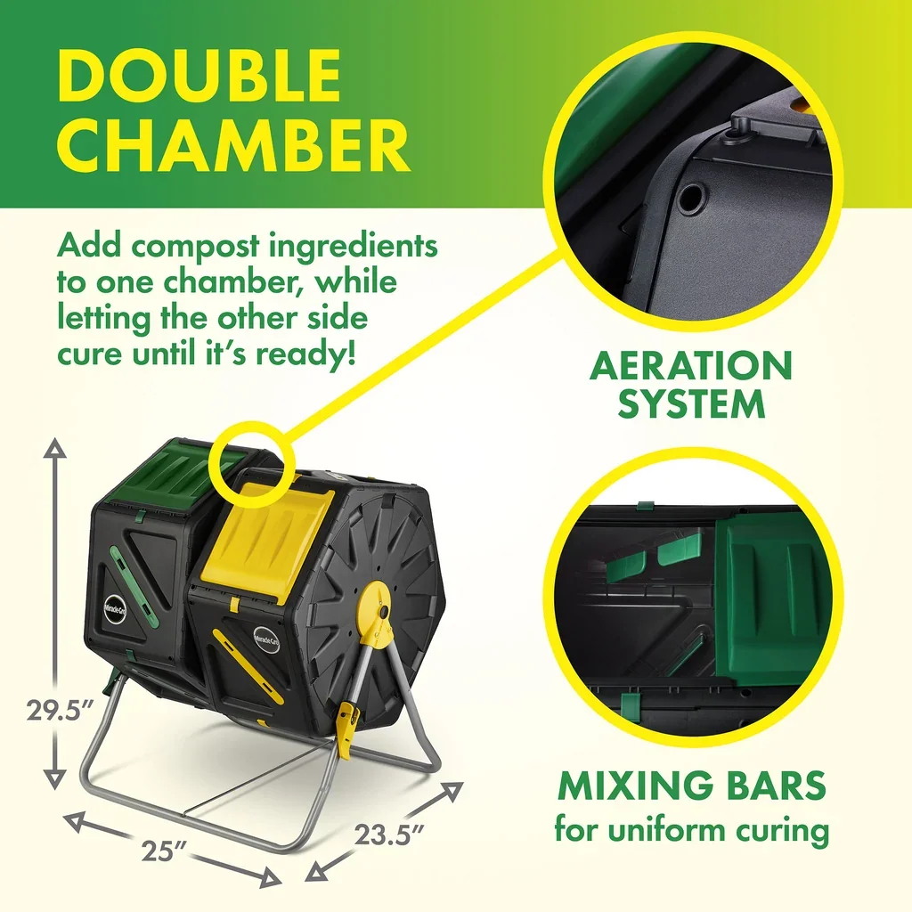 Miracle-Gro 37-gallon dual-chamber compost tumbler, product gallery photograph 4