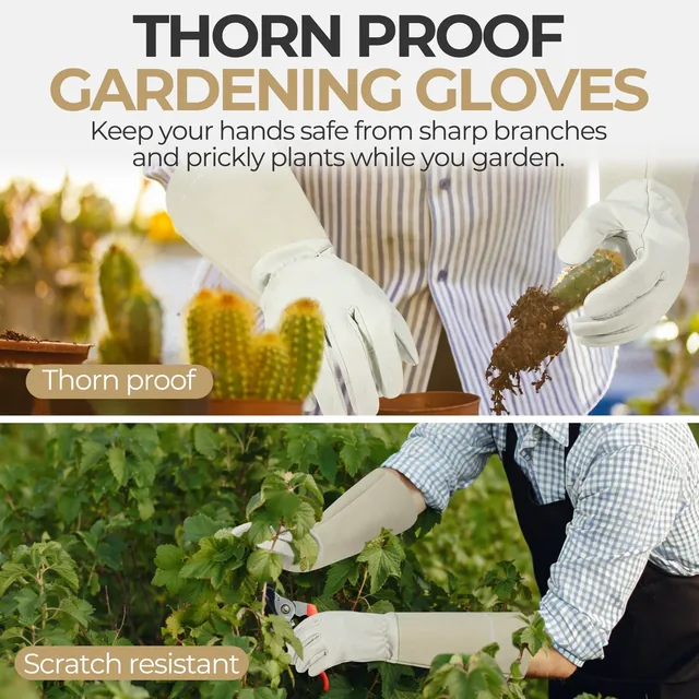 HANDLANDY 1601 rose pruning gloves, beige, large, product view 3
