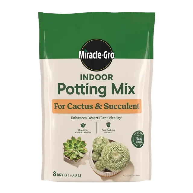 Miracle-Gro Cactus & Succulent indoor mix, two 8-quart bags, one constituent bag or product detail