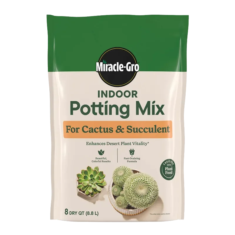 Miracle-Gro Cactus & Succulent indoor mix, two 8-quart bags, one constituent bag or product detail