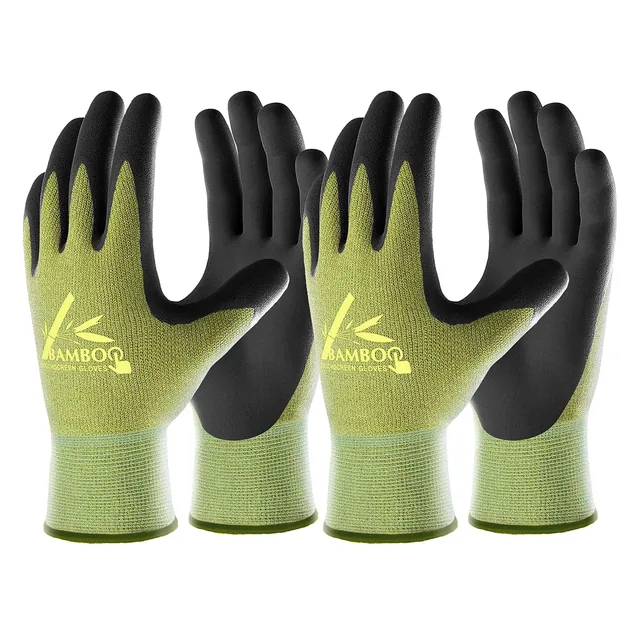COOLJOB bamboo nitrile-coated gardening gloves, two pairs, product view 1