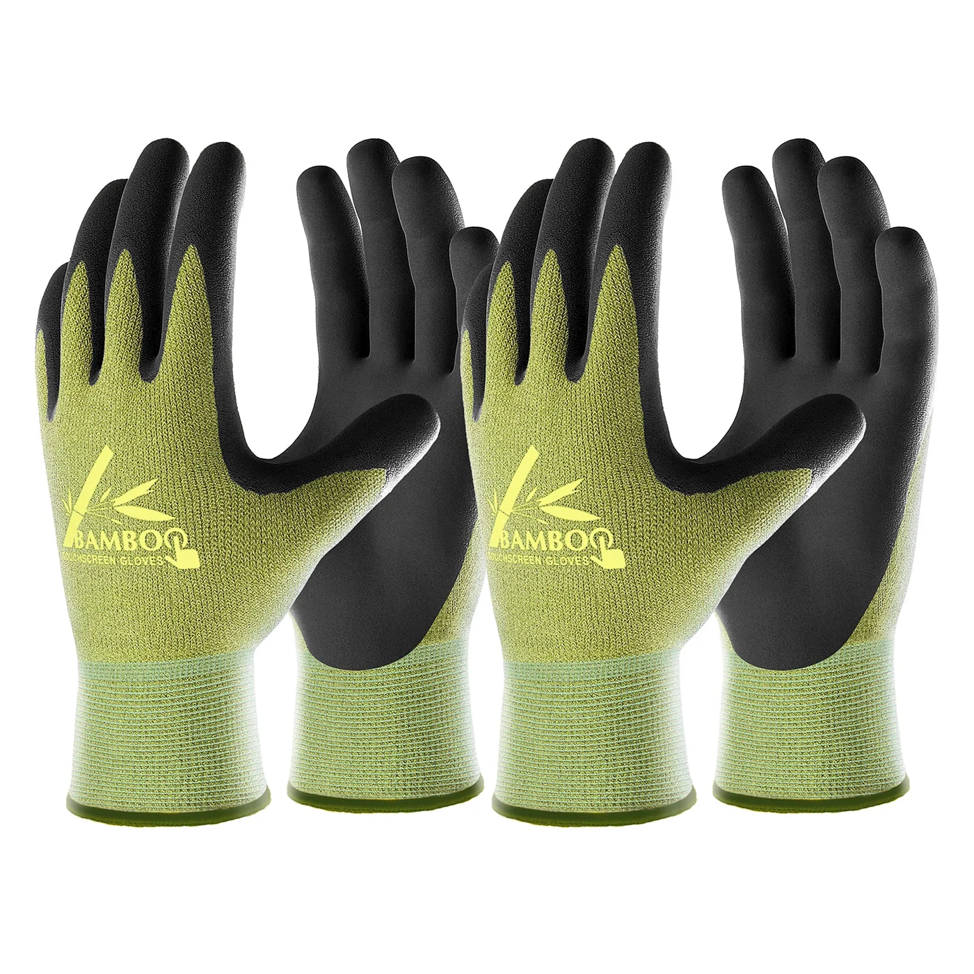 COOLJOB bamboo nitrile-coated gardening gloves, two pairs, product view 1