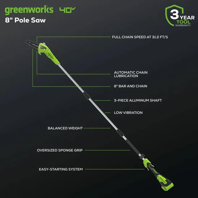 Greenworks PS40B00 pole saw, manufacturer gallery view 3