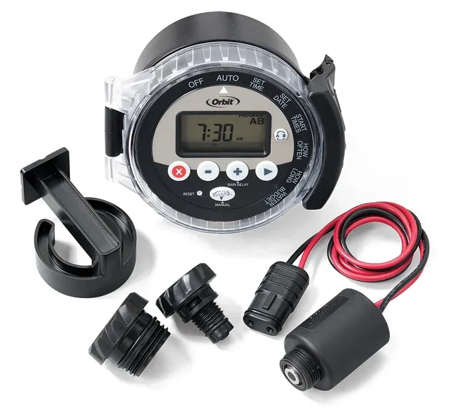 Orbit 57865 Battery-Powered Four-Station Controller, an example of conventional irrigation controllers