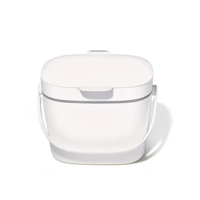 OXO Easy-Clean 1.75-gallon compost caddy, white manufacturer product view 3