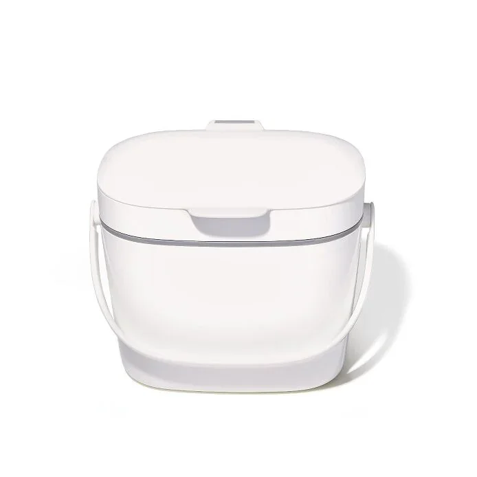 OXO Easy-Clean 1.75-gallon compost caddy, white manufacturer product view 3