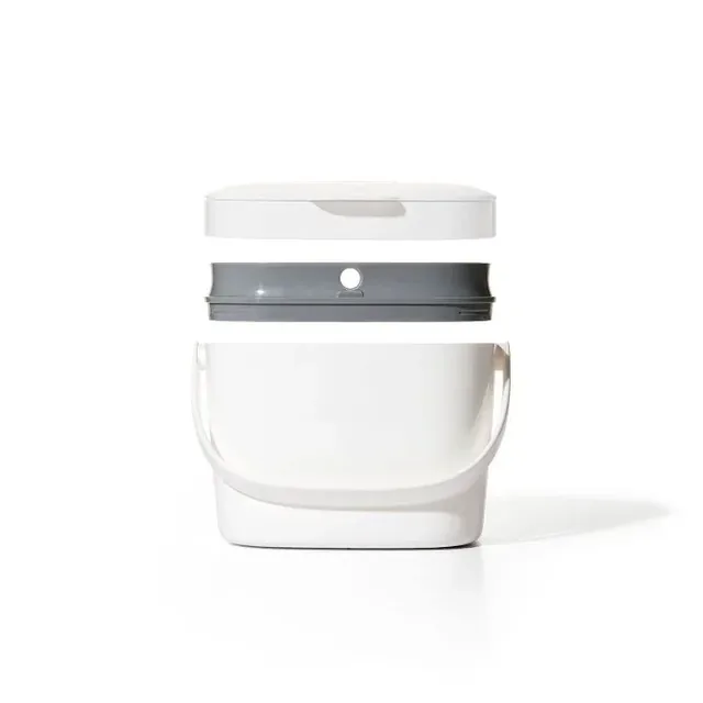 OXO Easy-Clean 1.75-gallon compost caddy, white manufacturer product view 2