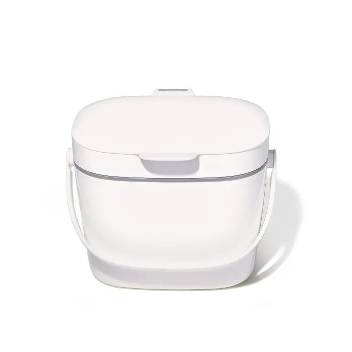 OXO Easy-Clean 1.75-gallon compost caddy, white manufacturer product view 1