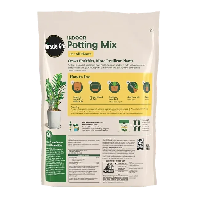 Miracle-Gro Indoor Potting Mix for All Plants, 6-quart bag from the two-pack, gallery view 2
