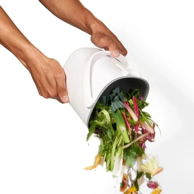 OXO Easy-Clean 0.75-gallon compost caddy, white manufacturer product view 1