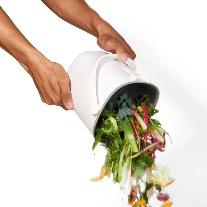 OXO Easy-Clean 0.75-gallon compost caddy, white manufacturer product view 1