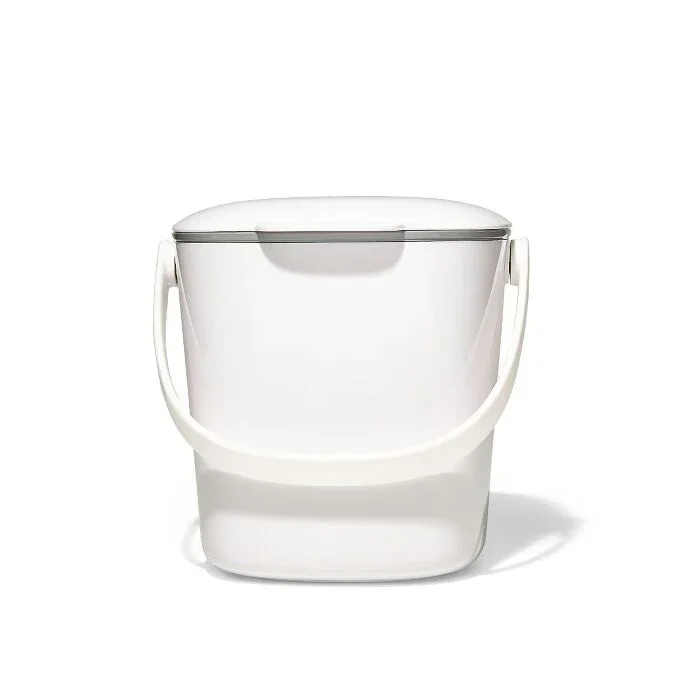 OXO Easy-Clean 0.75-gallon compost caddy, white manufacturer product view 3