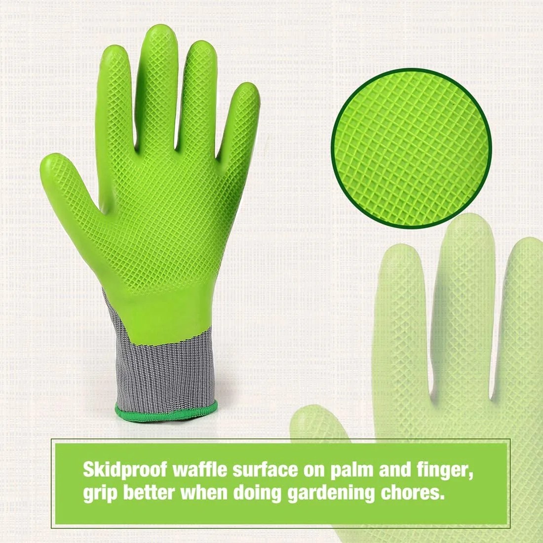 WORKPRO W133211 six-pair medium gardening gloves with latex palm, gallery view 4