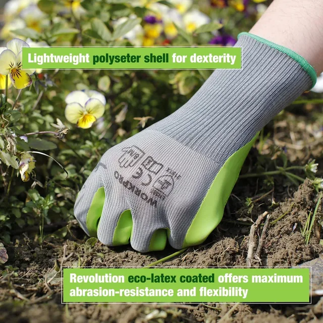 WORKPRO W133211 six-pair medium gardening gloves with latex palm, gallery view 5