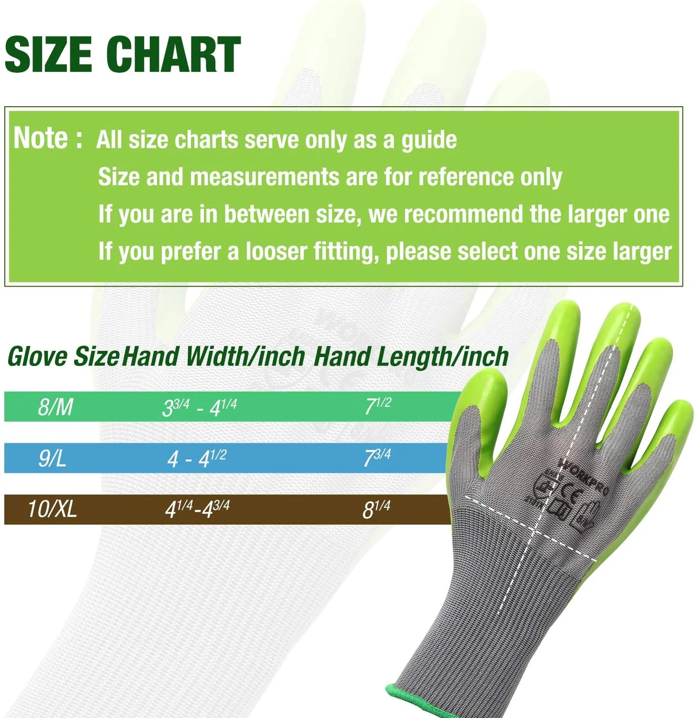 WORKPRO W133211 six-pair medium gardening gloves with latex palm, gallery view 2
