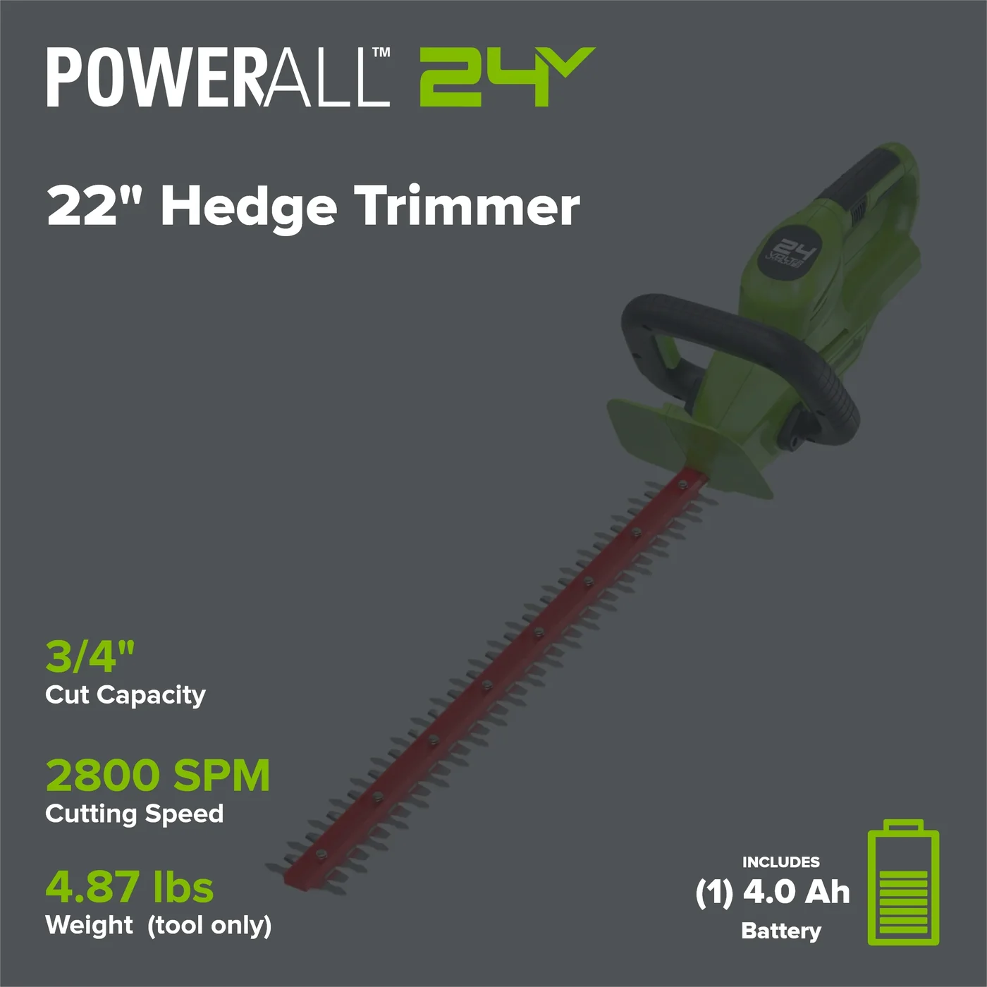 Greenworks HT24B04 hedge trimmer, manufacturer gallery view 2